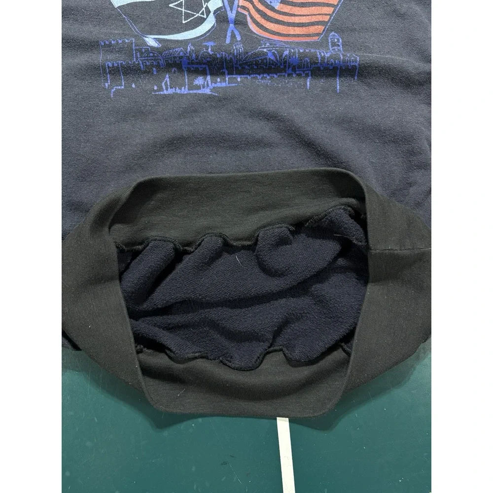 Vintage 80s Jerusalem Israel x USA Crewneck Sweatshirt Men's Large Flags Rare